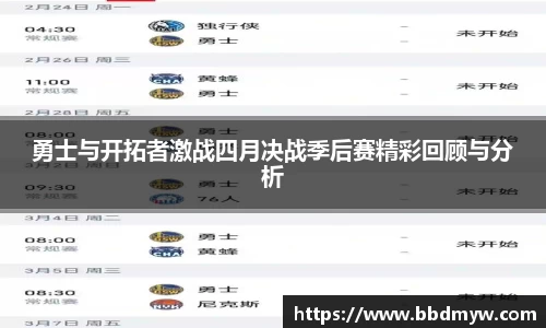 勇士与开拓者激战四月决战季后赛精彩回顾与分析